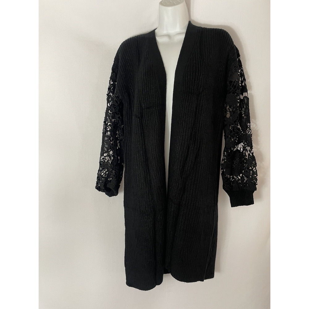 Cardigan Sweaters for Women Chunky Knit Lace‎ Crochet Long Sz M